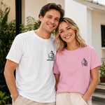 Personalized Couple Portrait Outline Art Embroidery T-shirt Sweatshirt Hoodie with Roman Numeral Anniversary Wedding Gift for Couples Newlyweds