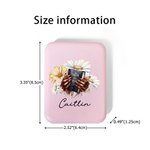 Personalized Black Girl Nail Art Bible Birth Flower Portable Makeup Mirror with LED Light and Name Christening Birthday Gift for Woman Christian