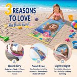 Personalized Cute 3D Diving Kid Sea Animal Quick Dry Soft Oversized Beach Towel with Name Summer Vacation Beach Party Birthday Gift for Boys Girls