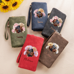 Personalised Birth Flower Nail Bible Pattern PU Leather Wallet with Name and Wrist Strap Birthday Anniversary Gift for Women Christians