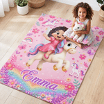 Personalized Cartoon Kid Character Dinosaur Fantasy Unicorn Soft Throw Blanket with Name Birthday Children's Day Holiday Gift for Kids
