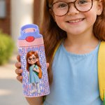Personalised 3D-Style Design Photo Word Cloud 12 oz Insulated Kid Water Bottle with Name Back to School Birthday Gift for Boys Girls Students