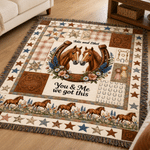Personalized You and Me We Got This Horse Tassel Soft Throw Blanket with Name Bedroom Housewarming Anniversary Gift for Couple Horse Owner