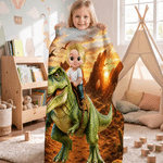 Personalized Cartoon Kid Character Dinosaur Fantasy Unicorn Soft Throw Blanket with Name Birthday Children's Day Holiday Gift for Kids