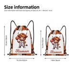 Personalized Sports Highland Cow Drawstring Bag with Name Daily Use Game Day Birthday Gift for Sports Lovers