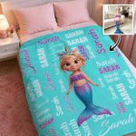 Personalized Q-Version Cartoon Photo Multicolor Soft Throw Blanket with Name Home Decor Baby Shower Birthday Gift for New Parents Kids