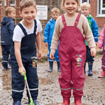 Personalised Cartoon Animal Mud Proof Kids Rain Bib Pants with Name and Adjustable Shoulder Strap Outdoor Use Back to School Gift for Kid Student