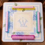 Personalised Watercolour Hydrangea Monogram Non-Slip Mahjong Mat with Initial and Storage Bag Mahjong Club Night Gift for Mahjong Player Enthusiast
