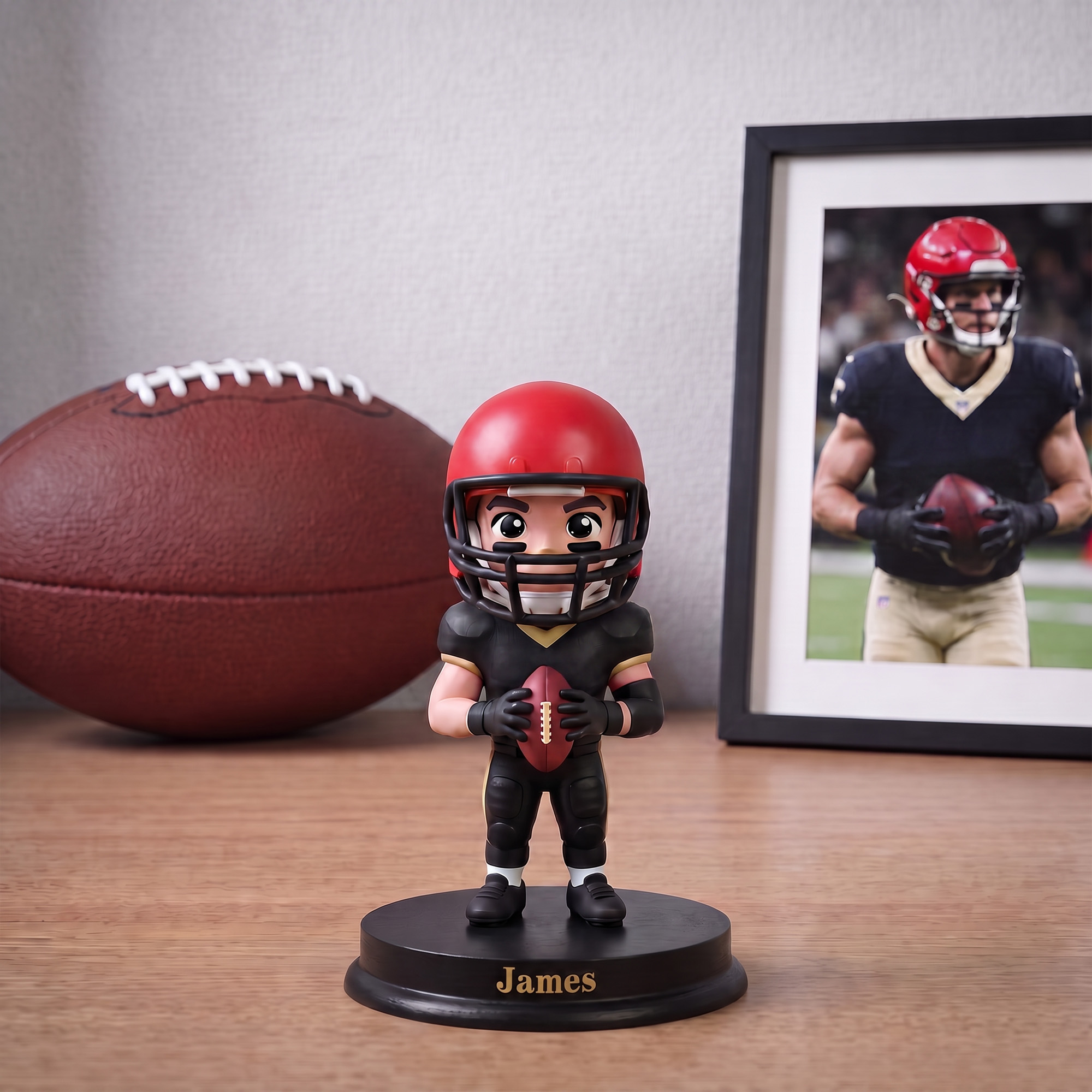Personalisierte 3D-Fußball-Cartoon-Figur aus einem Foto mit Text – Schreibtischdekoration und Geburtstagsgeschenk für Sportbegeisterte