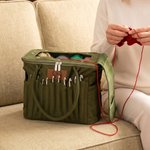 Borsa tote in tela personalizzata, con nome e multitasca porta gomitoli - Regalo di compleanno per amanti del lavoro a maglia