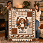 Personalized You and Me We Got This Horse Tassel Soft Throw Blanket with Name Bedroom Housewarming Anniversary Gift for Couple Horse Owner