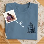Personalized Couple Portrait Outline Art Embroidery T-shirt Sweatshirt Hoodie with Roman Numeral Anniversary Wedding Gift for Couples Newlyweds