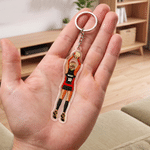 Personalised Cartoon Netball Player Acrylic Keyring with Name and Number Daily Accessory Team Appreciation Gift for Women Girls