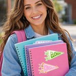 Personalized Retro Preppy Style Bow Pennant Name Stickers for Notebook Back to School Gift for Kids Students