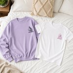 Personalized Couple Portrait Outline Art Embroidery T-shirt Sweatshirt Hoodie with Roman Numeral Anniversary Wedding Gift for Couples Newlyweds