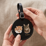 Personalized Hand-Painted Pet Portrait PU Leather Bag Tag with Name and Photo Travel Accessory Birthday Gift for Pet Lovers