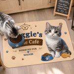 Personalized Little Cafe Pet Portrait Photo Waterproof Pet Feeding Mat with Name and Rubber Backing Pet Supplies Birthday Gift for Pet Owners