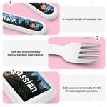 Personalised Fantasy Unicorn Dinosaur Safe Stainless Steel Fork Spoon Knife 3 Pcs Cutlery Set with Name and Case Back to School Birthday Gift for Kid