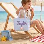 Personalized Cute Striped Flower Donut Pineapple Charm Handbag with Embroidery Name Summer Vacation Beach Party Birthday Gift for Kids