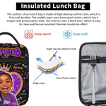 Personalized Word Cloud Comic Style Kid Photo Insulated Lunch Bag with Name Back to School Travel Birthday Gift for Kids