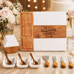 Personalized In My Engaged Era Ring Heart Pattern Acacia Marble Cutting Board Coaster Set with Engraved Name Engagement Wedding Gift for Couple