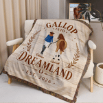 Personalised Gallop into Dreamland Western Rider Horse Soft Tassel Blanket with Name Home Decor Horse Training Birthday Gift for Riders Horse Lovers