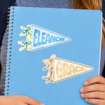 Personalized Retro Preppy Style Bow Pennant Name Stickers for Notebook Back to School Gift for Kids Students