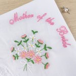 Personalised Embroidered Flower 100% Cotton Wedding Butterfly Handkerchief with Text Bridal Shower Wedding Gift for Bride