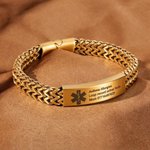 Personalized Men Medical Emergency ID Alert Bracelet with Text Gift for Epilepsy Diabetes Allergy Patients
