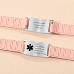 Personalized Medical Alert Bracelet with ID Name Tag | Silicone Magnetic Closure | Waterproof | Daily Wear Travel Gift for Women Men