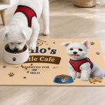 Personalized Little Cafe Pet Portrait Photo Waterproof Pet Feeding Mat with Name and Rubber Backing Pet Supplies Birthday Gift for Pet Owners