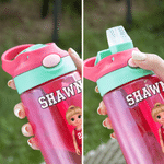 Personalised Cartoon Basketball Player 16 oz Water Bottle with Name Daily Use Back to School Birthday Gift for Kids Students