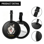Personalized Hand-Painted Pet Portrait PU Leather Bag Tag with Name and Photo Travel Accessory Birthday Gift for Pet Lovers