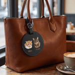 Personalized Hand-Painted Pet Portrait PU Leather Bag Tag with Name and Photo Travel Accessory Birthday Gift for Pet Lovers
