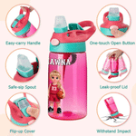 Personalised Cartoon Basketball Player 16 oz Water Bottle with Name Daily Use Back to School Birthday Gift for Kids Students