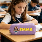 Personalized Cartoon Character Three-Layer Pencil Case with Name and Surname School Supply Back to School Birthday Gift for Kids Students