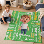 Personalized Q-Version Cartoon Photo Multicolor Soft Throw Blanket with Name Home Decor Baby Shower Birthday Gift for New Parents Kids