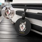 Personalized Hand-Painted Pet Portrait PU Leather Bag Tag with Name and Photo Travel Accessory Birthday Gift for Pet Lovers