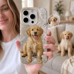 Funda para iPhone personalizada con foto de mascota al estilo de un cuadro al óleo, con apodo, ideal como regalo de cumpleaños para los amantes de las mascotas y sus dueños
