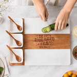 Personalized In My Engaged Era Ring Heart Pattern Acacia Marble Cutting Board Coaster Set with Engraved Name Engagement Wedding Gift for Couple