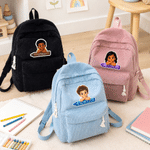 Personalized Crayon 3D-Style Design Kid Character Corduroy Backpack with Name Daily Use Back to School Birthday Gift for Girls Boys