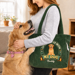 Personalised Life Is Better with Cat Dog Large Capacity Corduroy Tote Bag with Name Daily Use Travel Birthday Gift for Pet Owner Lover