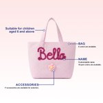 Personalized Cute Striped Flower Donut Pineapple Charm Handbag with Embroidery Name Summer Vacation Beach Party Birthday Gift for Kids