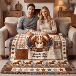 Personalized You and Me We Got This Horse Tassel Soft Throw Blanket with Name Bedroom Housewarming Anniversary Gift for Couple Horse Owner