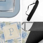 Personalised Watercolour Hydrangea Monogram Non-Slip Mahjong Mat with Initial and Storage Bag Mahjong Club Night Gift for Mahjong Player Enthusiast
