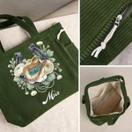 Personalized Cowgirl Hat Horseshoe Birth Flower Birthstone Large Capacity Tote Bag with Name Daily Use Birthday Gift for Woman Cowgirl