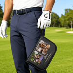 Personalised Family Photo PU Leather Golf Tool Storage Pouch with Name and 21 Pcs Accessories Golf Weekend Birthday Gift for Golf Lover Golfer