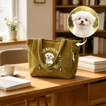 Personalised Life Is Better with Cat Dog Large Capacity Corduroy Tote Bag with Name Daily Use Travel Birthday Gift for Pet Owner Lover