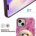 Funda para iPhone personalizada con foto de mascota al estilo de un cuadro al óleo, con apodo, ideal como regalo de cumpleaños para los amantes de las mascotas y sus dueños