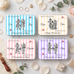 Personalized Robot Heart Pattern Striped Tin Storage Box with Name and Text Desk Decor Wedding Anniversary Parents' Birthday Gift for Couples Parents